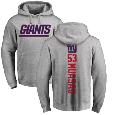 Men's Darius Muasau New York Giants Pro Line Ash Backer Pullover Hoodie