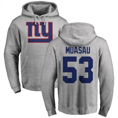 Men's Darius Muasau New York Giants Pro Line Ash Logo Pullover Hoodie