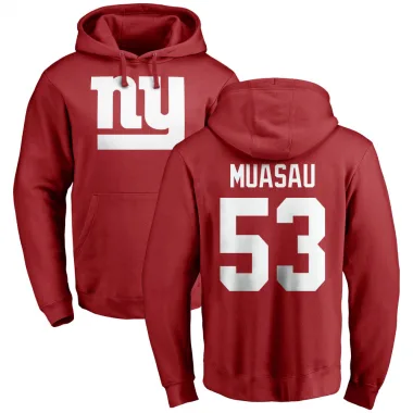 Red Men's Darius Muasau New York Giants Pro Line Logo Pullover Hoodie